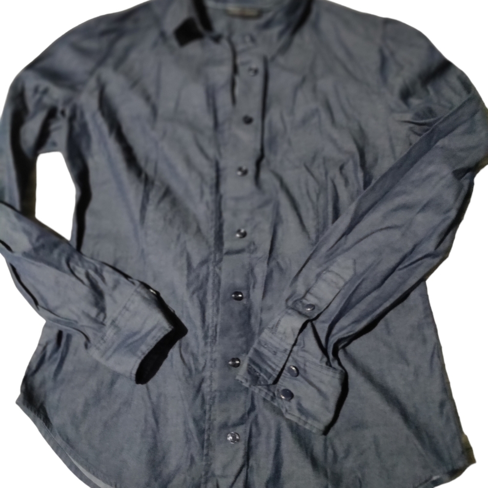 New York & Co Grey button up long sleeve blouse size S - Picture 1 of 8